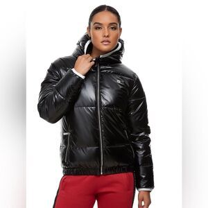 True Religion Quilted Puffer Black and White Jacket Coat size XS